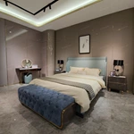 Mint Green Upholstered Bed with Textured Stitching & Modern Silhouette